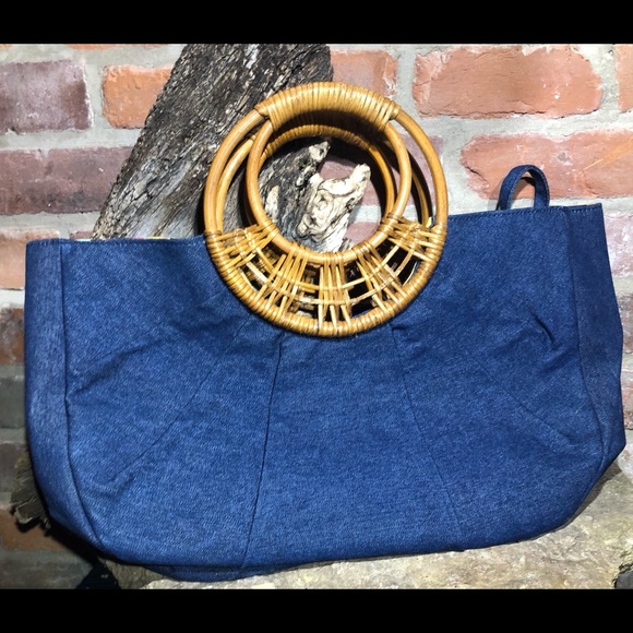 NEW Blue Jean Boho Tote w/ Double Ring Handles - Picture 4 of 9